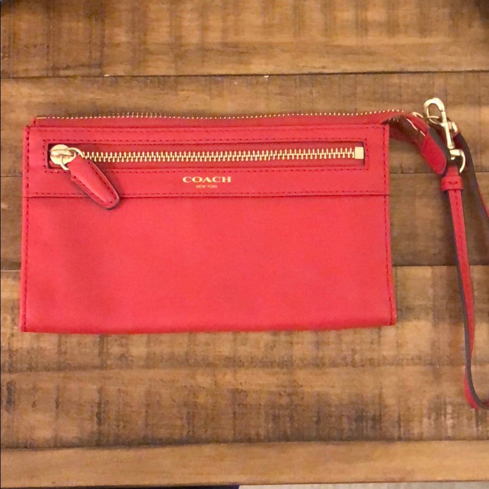 Coach Red leather wristlet/wallet/clutch